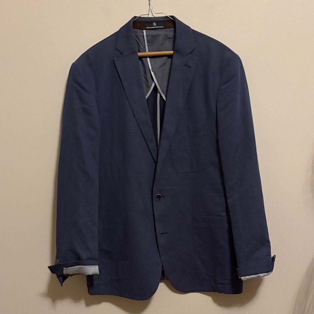 Hart Schaffner Marx Dark Blue Linen Blend Blazer